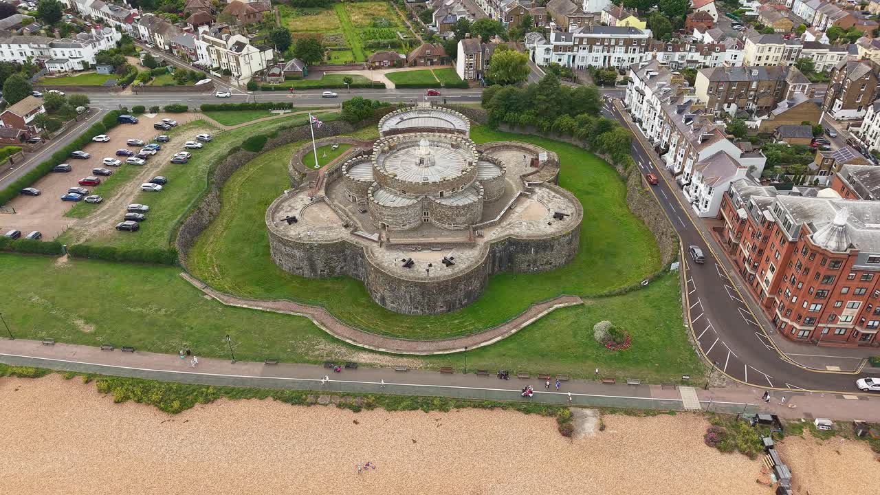 High angle view of the symmetrical cloverleaf shape of historic Deal Castle