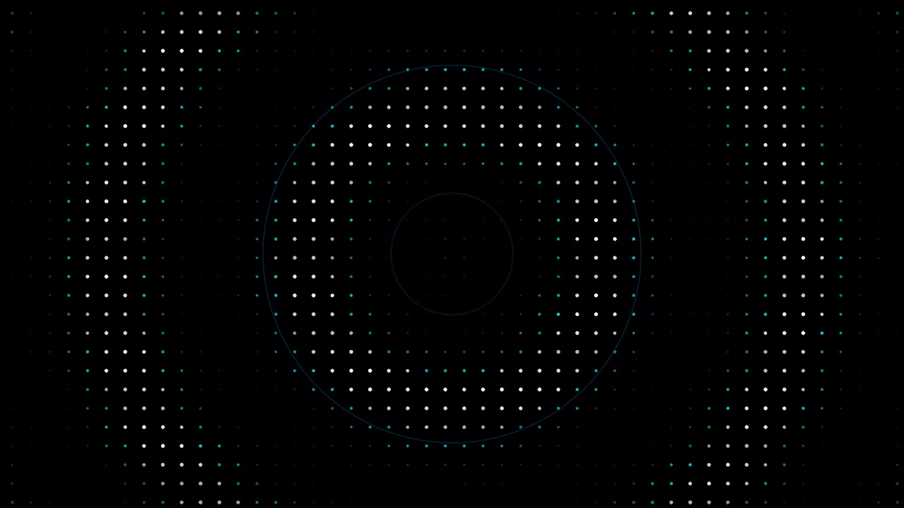Abstract Digital Background with Pulsing Light Circles and Dot Grid