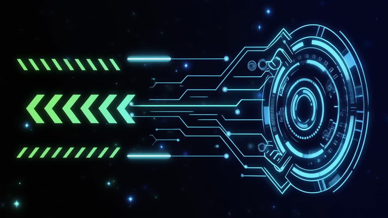 Animated Futuristic Digital Interface with Data Flow Graphics