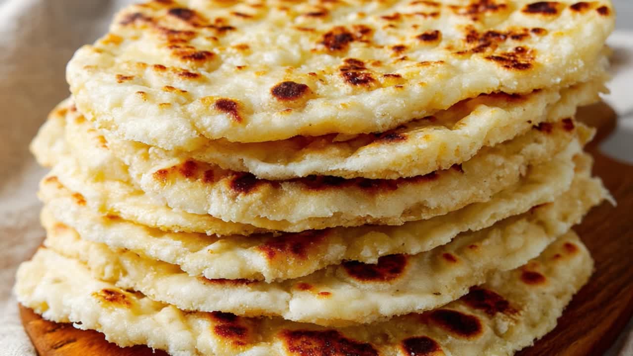 A Delicious Stack of Golden-Brown Flatbreads, Warmed to Perfection with Crispy Edges and Soft Centers, Perfect for Enjoying with Various Dishes and Flavors