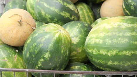 fresh watermelons and cantaloupe in a basket