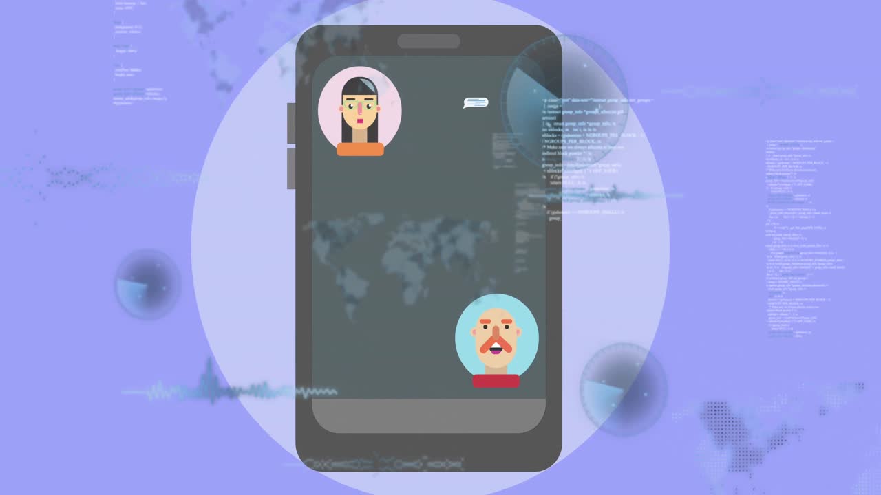 Animazione di chat su smartphone ed elaborazione dati