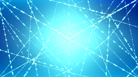 abstract pattern wireframe polygon bokeh light frame structure, blockchain cryptocurrency concept design illustration on blue gradient background seamless looping animation 4k
