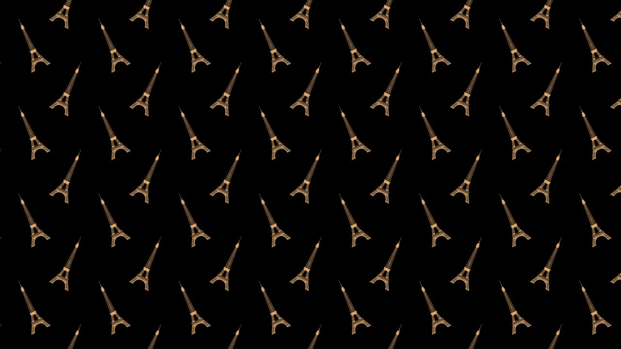 la torre eiffel gira, animación en bucle. símbolo de parís, francia. las doradas eiffel. composición horizontal, calidad de video 4k