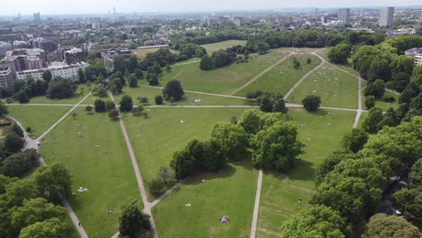 primrose hill park in london uk , drone aerial view