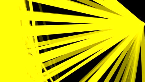 abstract yellow sunbeams is random moving animation on black background. animation of seamless loop