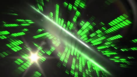 animación de luces ecualizadoras de música gráfica verde y focos móviles