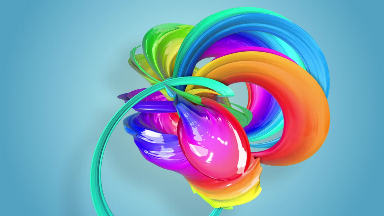 fantásticas y hermosas cintas de color arco iris retorcidas y dobladas, colorido fondo creativo con animación suave y suave de líneas y gradientes de color en 4k.