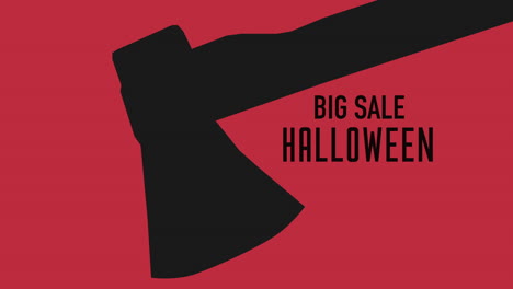 halloween big sale with horror hatchet on red texture