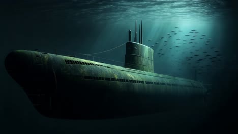 viejo submarino bajo el agua