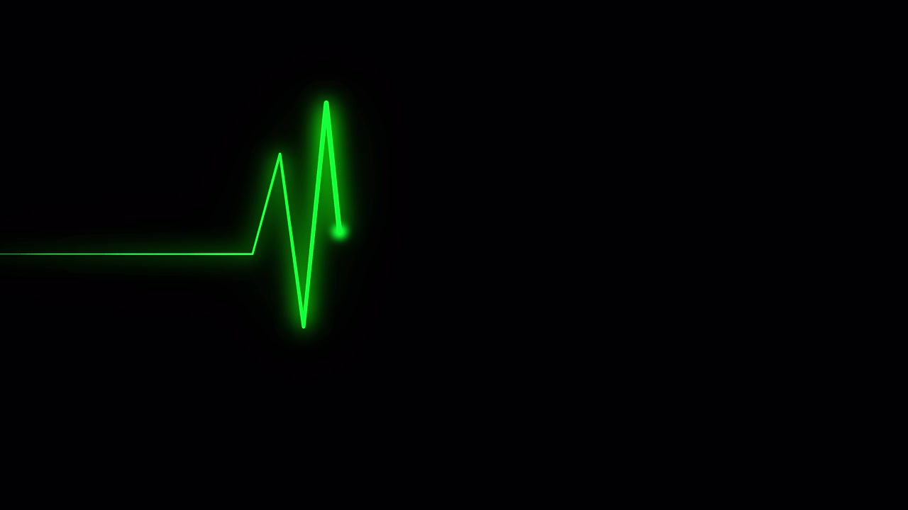 Linea verde del monitor ECG con battito cardiaco su sfondo nero