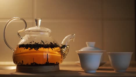 glass teapot with tea set