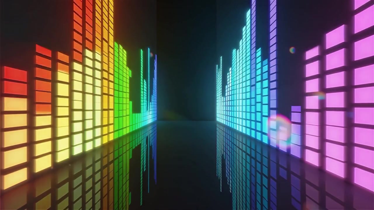 Futuristic Rainbow Neon Music Equalizer Visualizer Background