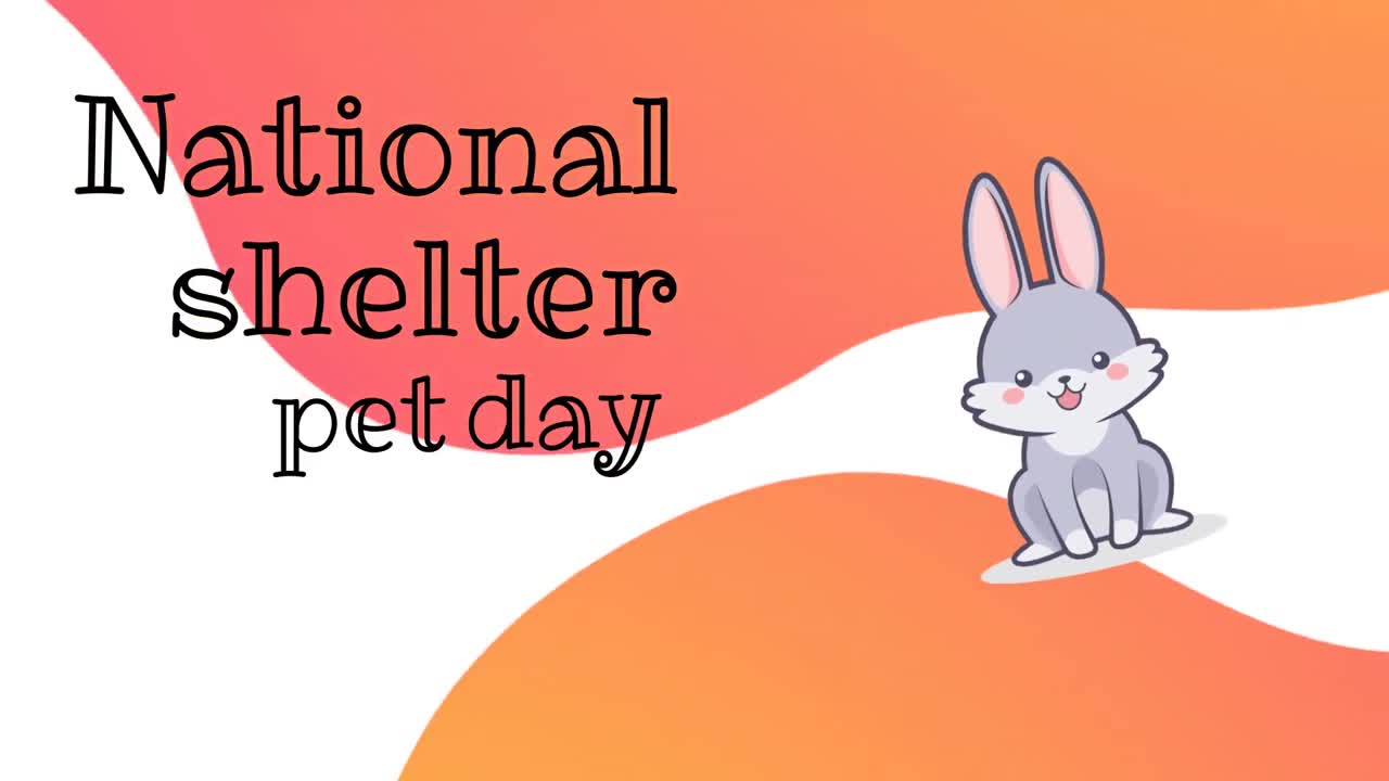 토끼 아이콘 위에 있는 국립 피난처 애완동물의 날 텍스트의 애니메이션