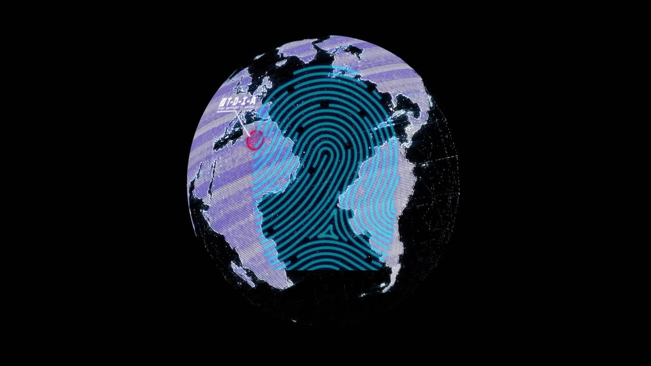 Animazione di cerchio ed elaborazione di dati digitali su globo