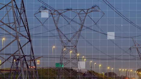 road traffic and electricity pylons