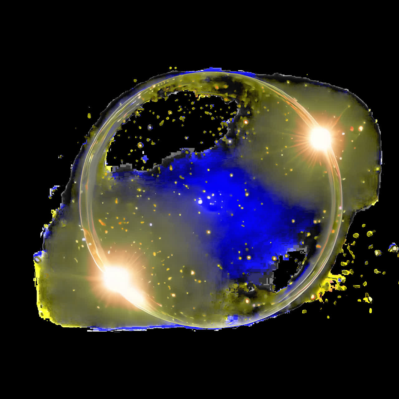 Glowing cosmic orb with stars animation isolated asset, transparent 4K video, alpha channel, ProRes