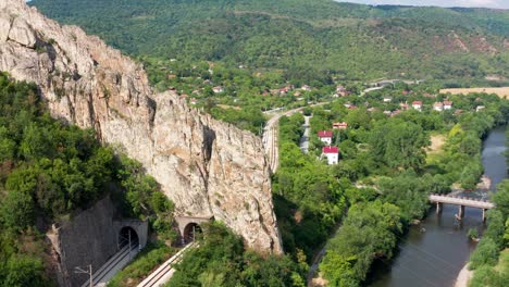 beautiful rock formation "ritlite" with trail rail passing through them