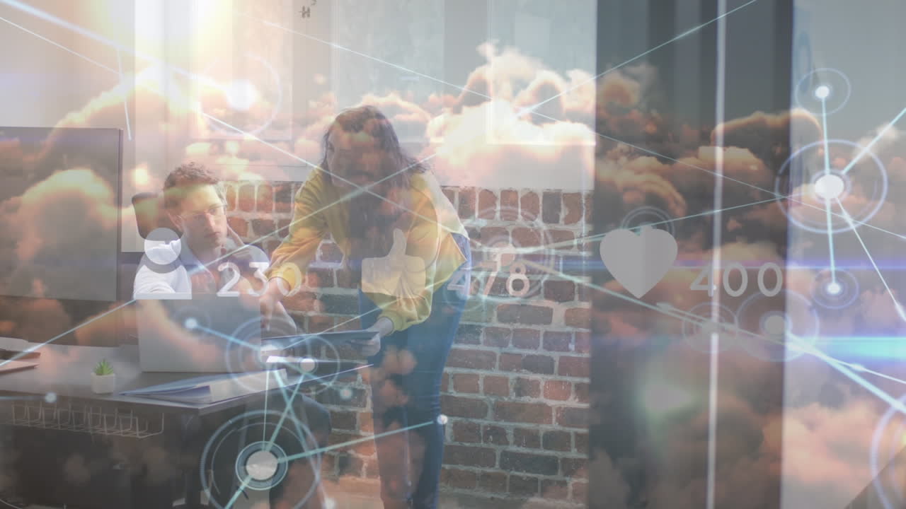 animación de la red de conexiones entre dos personas de negocios diversas