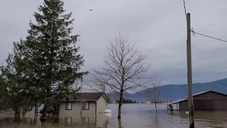 circle view of flooding with houses submerged