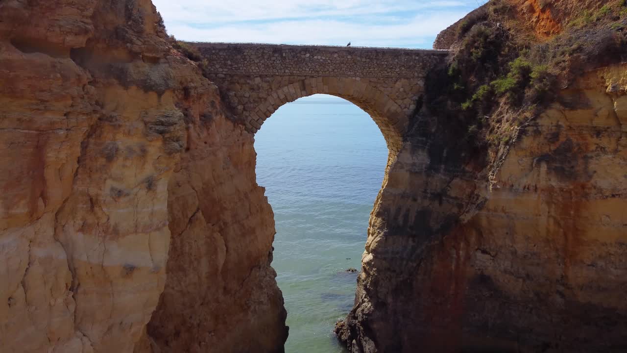 Flying close to a roman bridge at Algarve Portugal