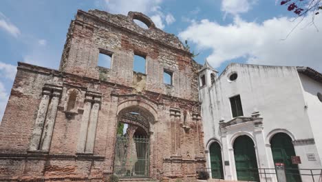 historic ruins of convento de santo domingo in casco viejo, panama city under a bright sky