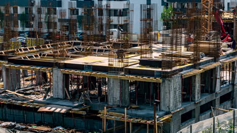 time lapse construction site of residential buildings