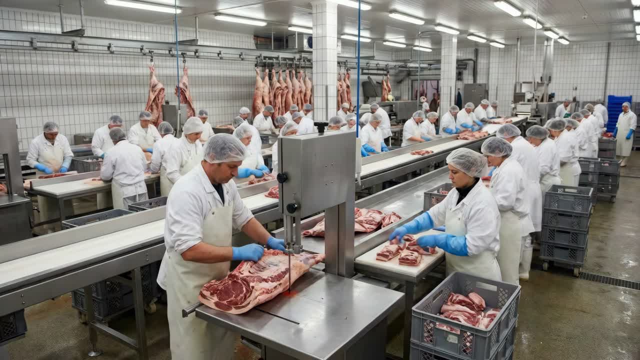 Meat Processing in a Butcher Shop