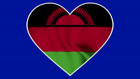 malawi heart love flag loop - realistic 4k flag waving in the wind