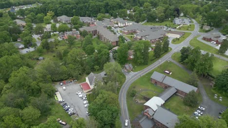 aerial drone view of apartment complex