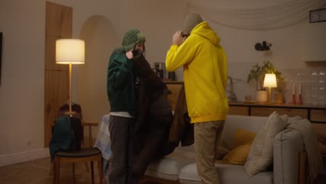 young couple having fun at home
