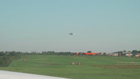 commercial airliner landing at international airport