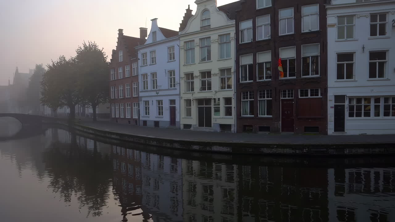 Misty Morning in a Dutch Canal Town