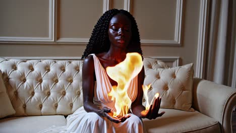 woman with fire in her hands