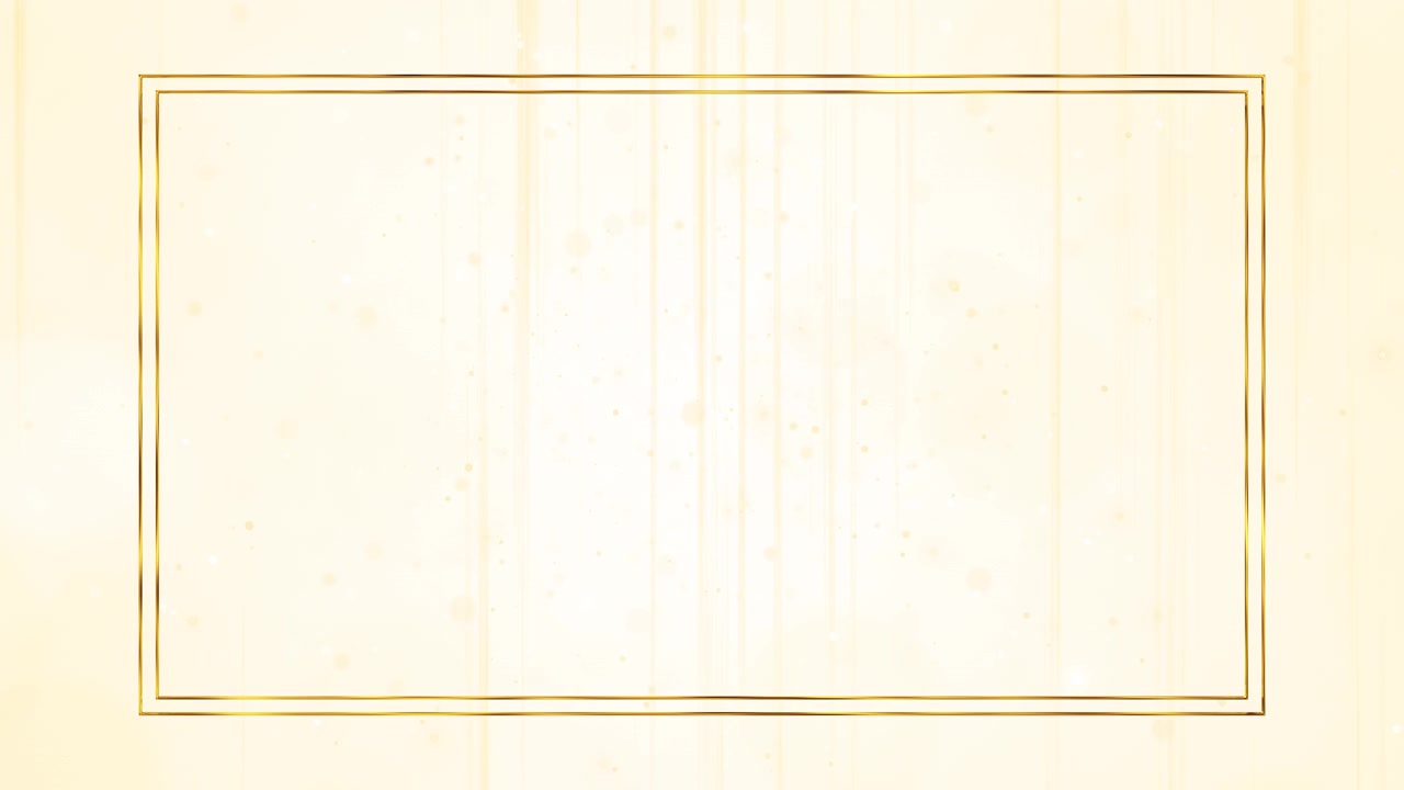 Elegante cornice rettangolare dorata con sfondo color crema chiaro, particelle delicate e bordo di lusso minimale.