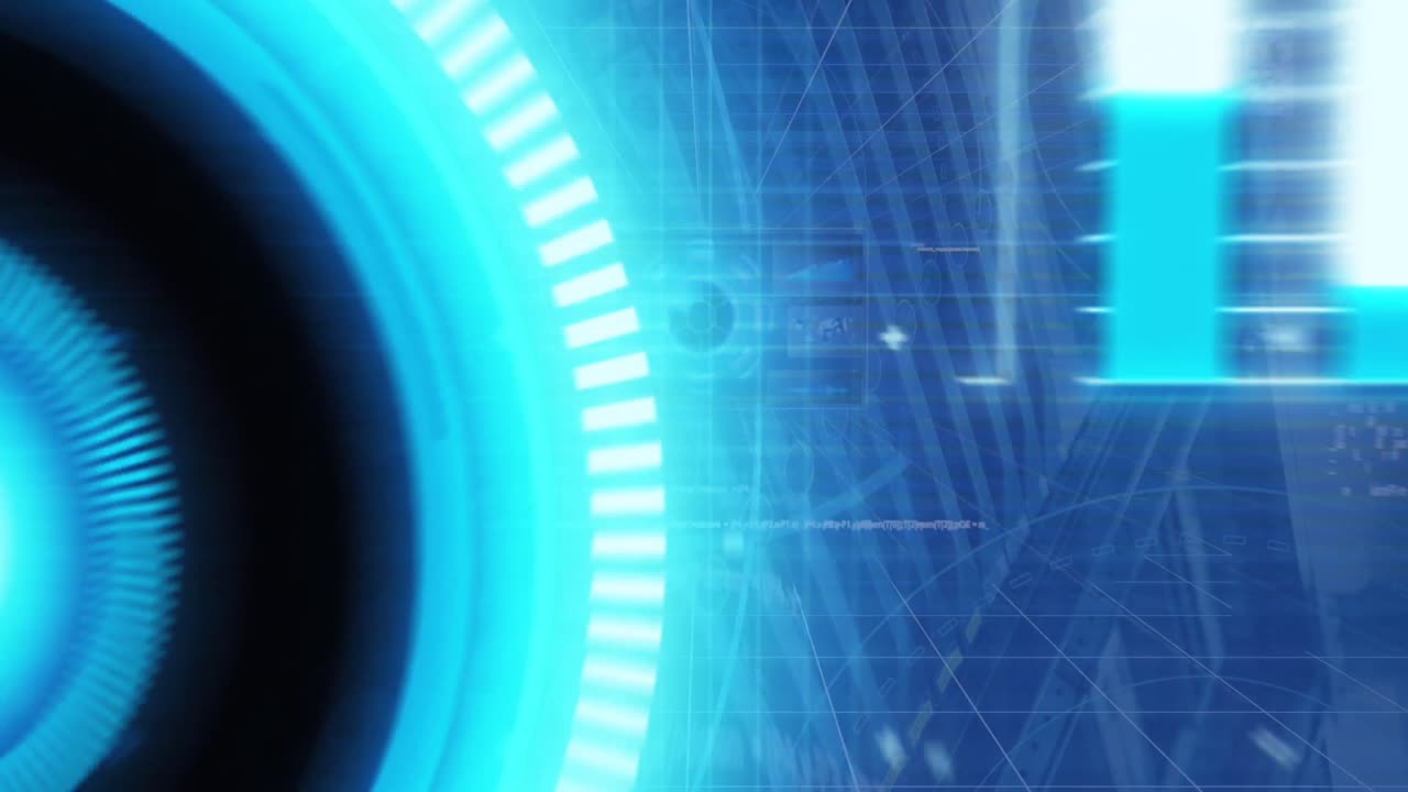 animazione del testo 5g, scansione degli scopi e elaborazione dei dati sui server