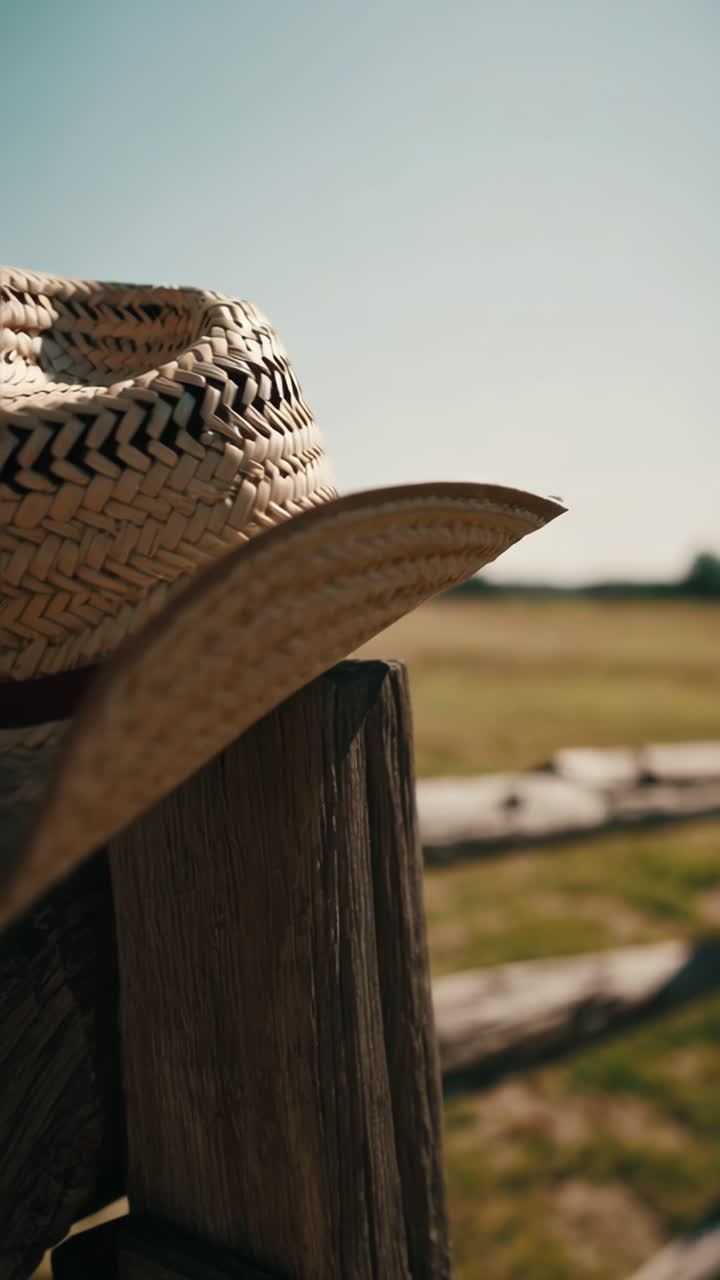 Straw Cowboy Hat on a Fence Post
