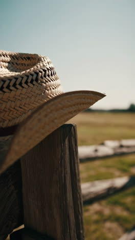straw cowboy hat on a fence post