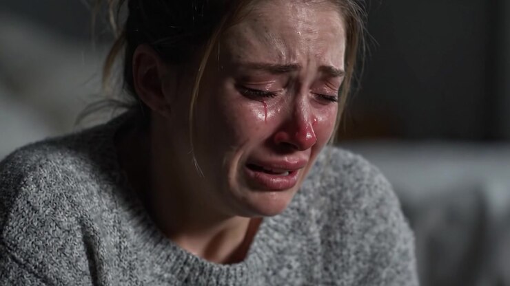 Emotional Distress: A Woman's Struggle Captured in Powerful Frames of Isolation and Despair, Conveying the Deep Pain and Sadness That Many Experience in Difficult Moments