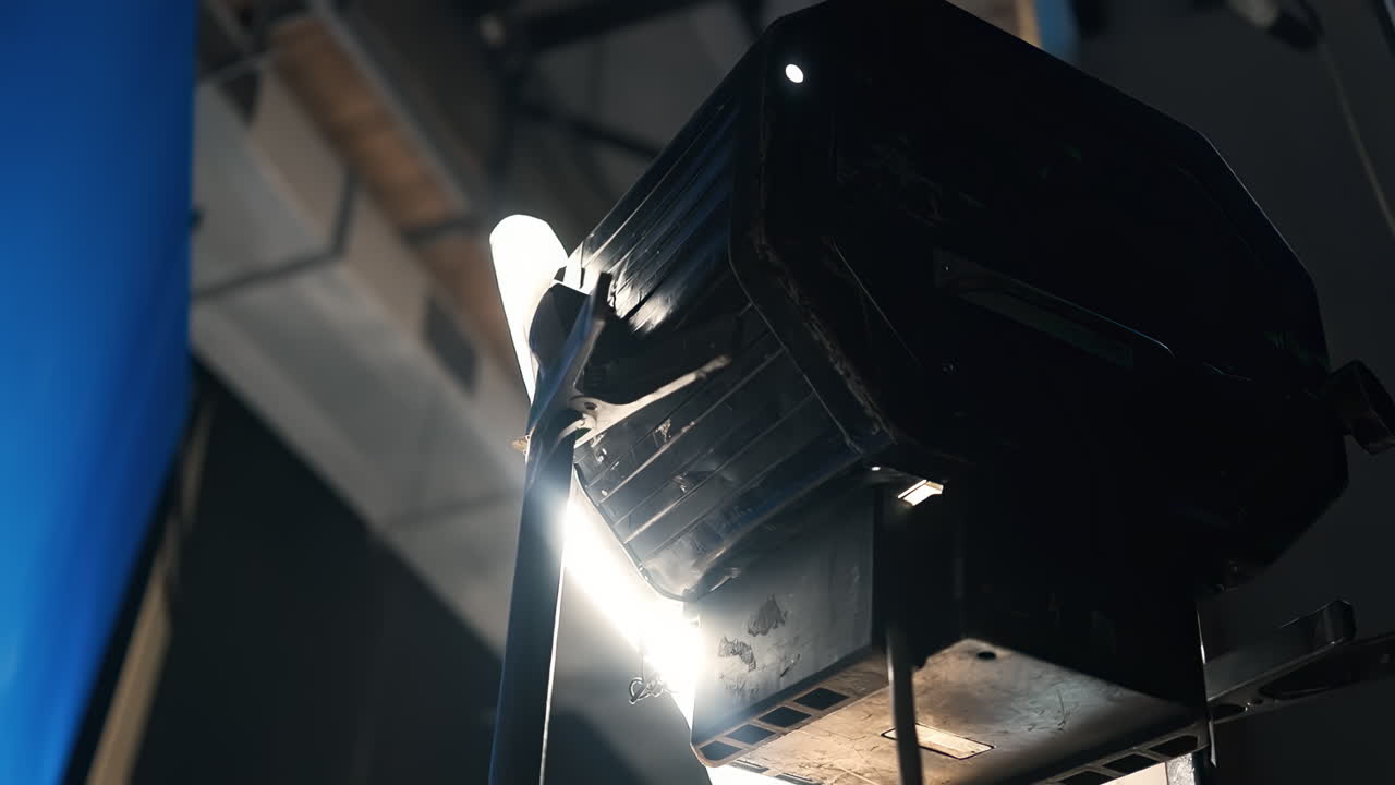 Led lightning system view from the back with other illumination on the background on a movie set