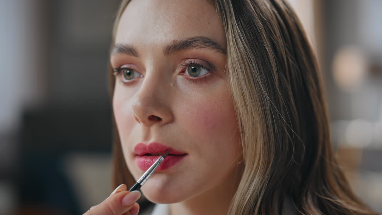 mujer aplicando maquillaje