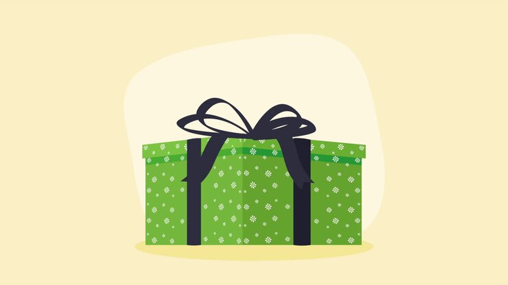 Green Gift Box with Black Ribbon