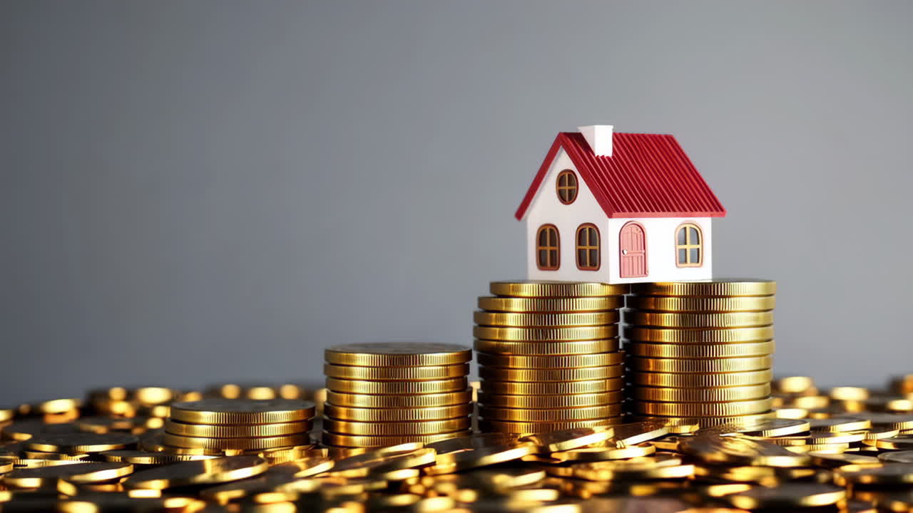 House on top of stacks of coins