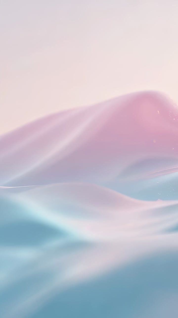 Vertical video: On play, abstract pastel waves shifting on portrait screen, creating calm mood