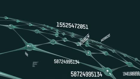 animation of scientific data processing over web of connections on black background