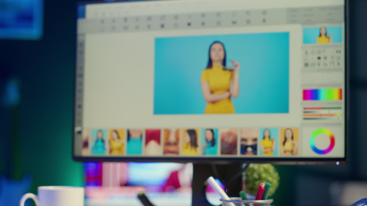 Graphic designer working on a photo editing project