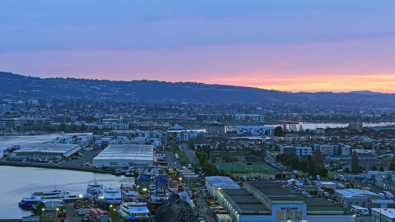 The drone captures Alameda Point’s unique blend of open space during twilight. Shot on a DJI Air 3S.