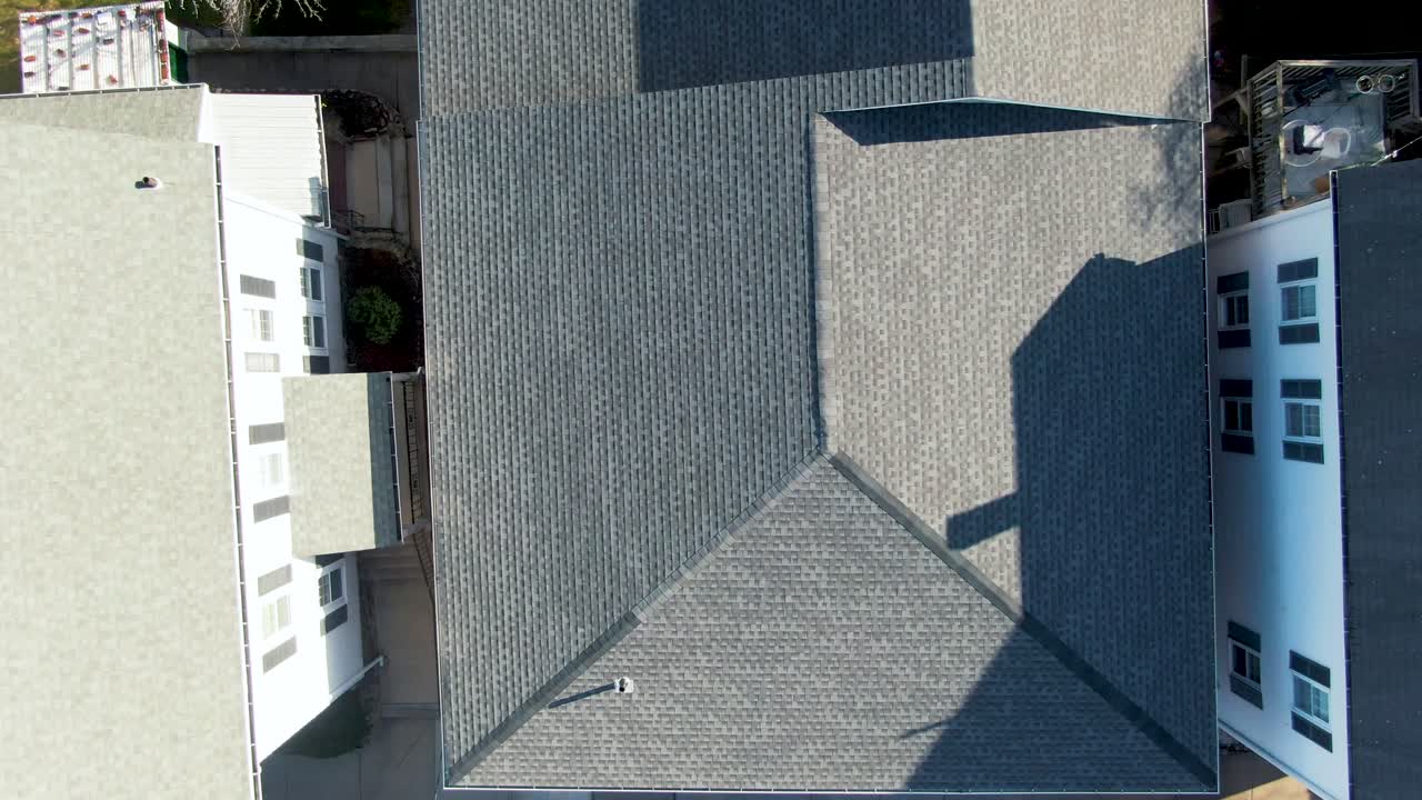 Directly above a street and suburban home in Peabody, Massachusetts