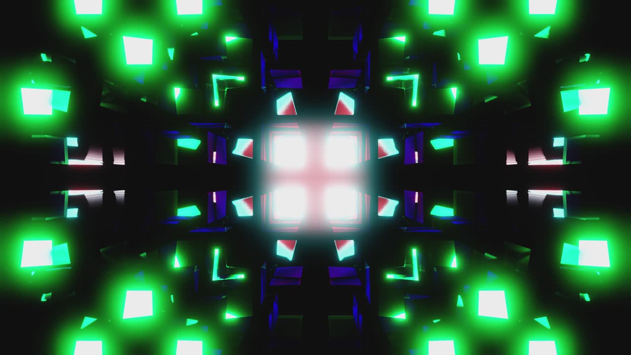 animación de neón brillante de luces de discoteca parpadeantes que brillan con luces de colores. florecer, 4k