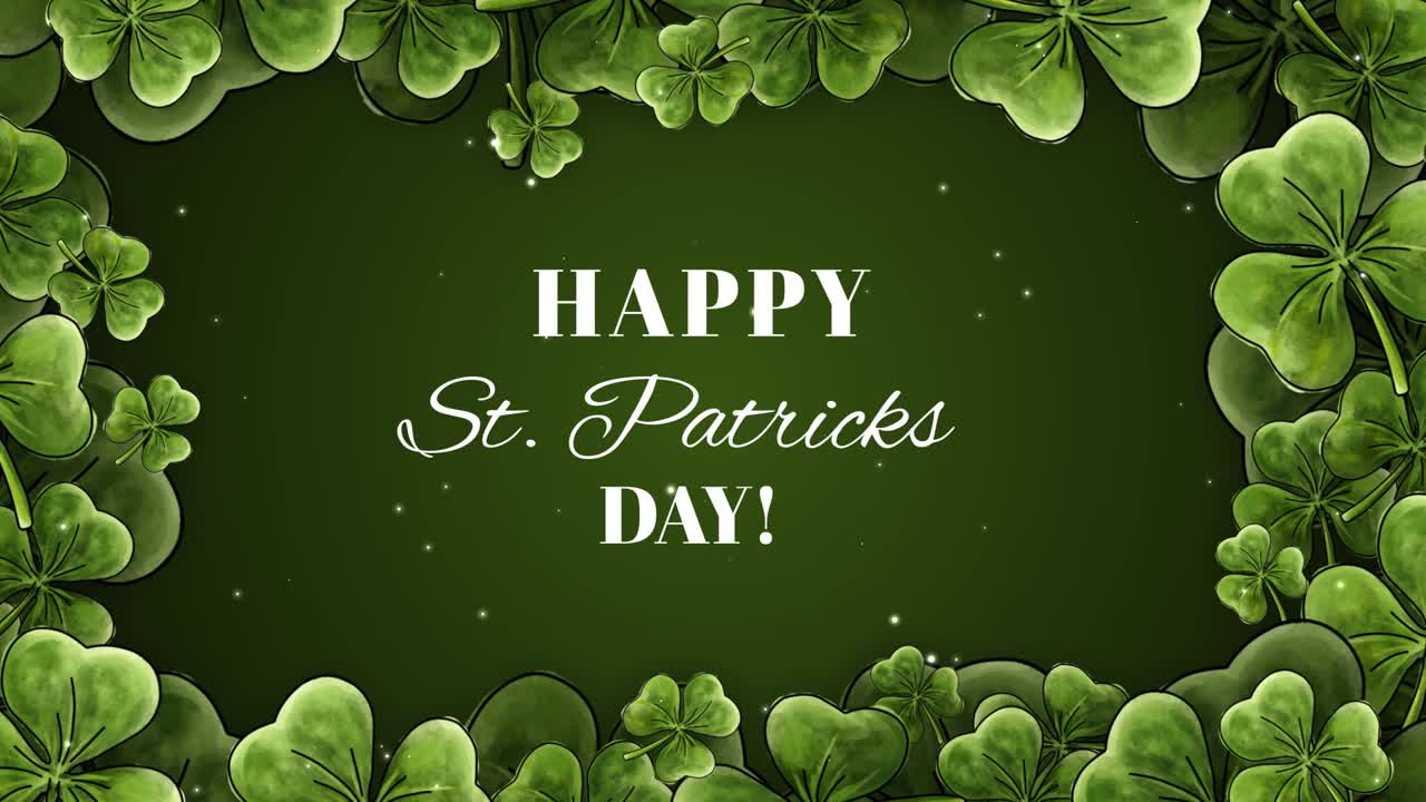 Happy St. Patrick's Day Greeting with Green Shamrocks